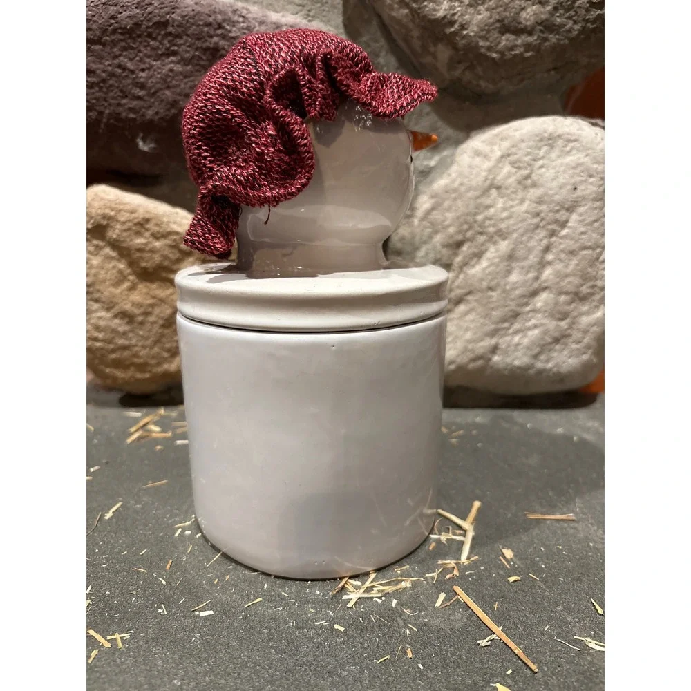 Ceramic Snowman Jar with‎ Lid, Christmas Holiday Decoration Storage Container